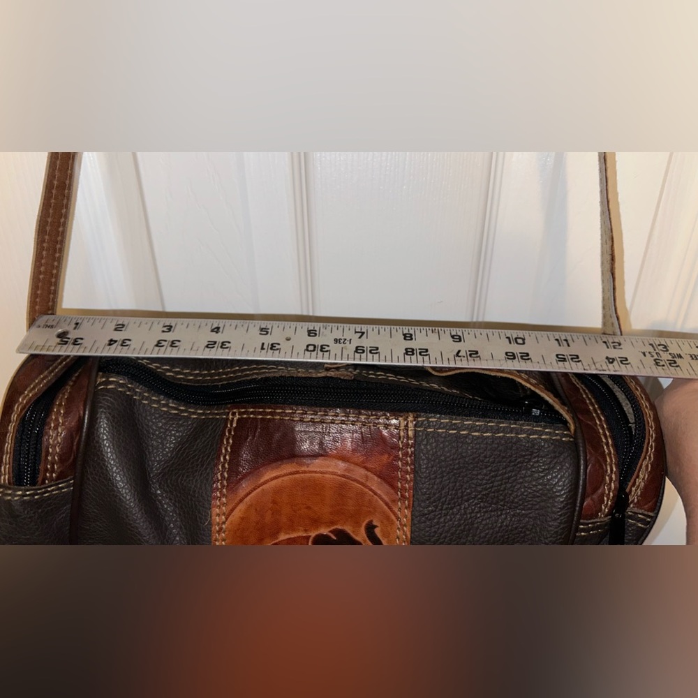 East/West Leather Barrel Bag w/ Elephant Motif - Picture 8 of 9